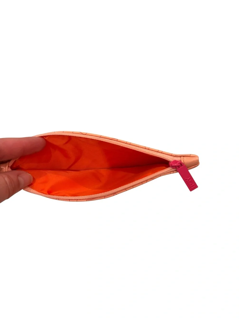 New, Leather Zip Pouch in Coral Red - Designer Style “Discover Yourself”